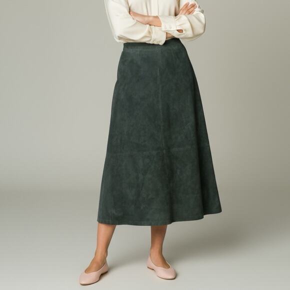 Dialogue Dresses & Skirts - Vintage Dialogue Black Suede Maxi Skirt Leather Sz 10 Lined Winter Boho Western